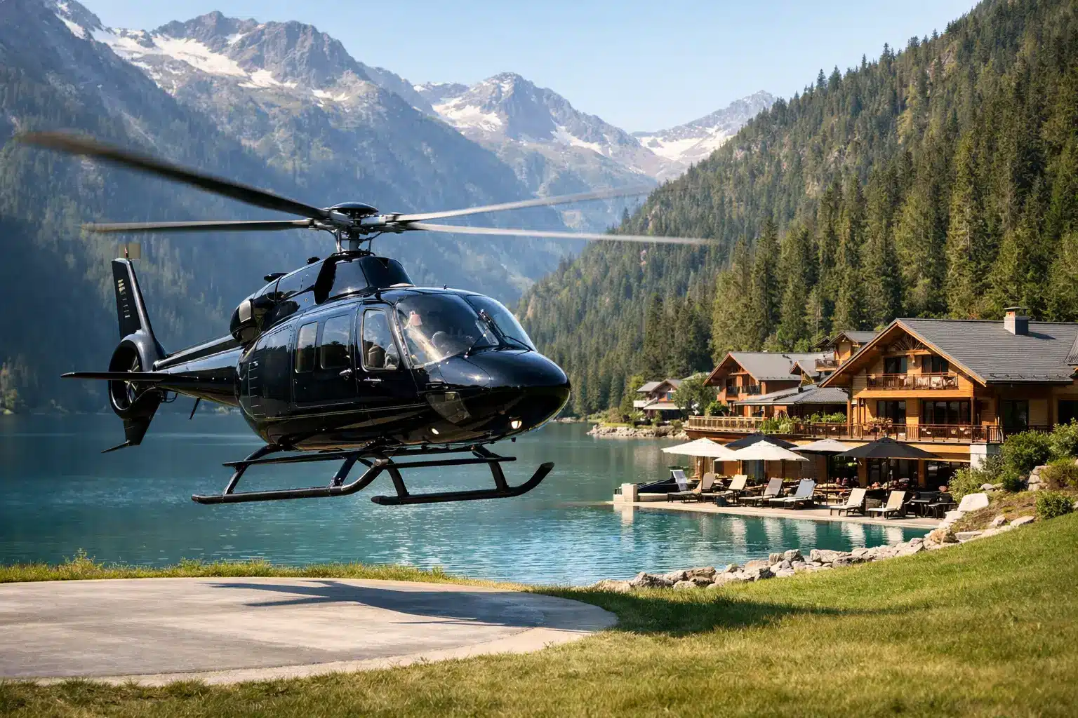 Acceso en helicóptero a resorts remotos